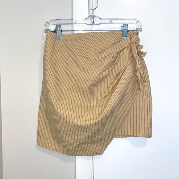 Zara Taupe ruched striped mini skirt size Small - Picture 3 of 11
